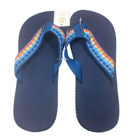Simply Southern Flip Flops Palmtree Design Women Size XL 8.5-9.5 Slides Sandals - Picture 2 of 8